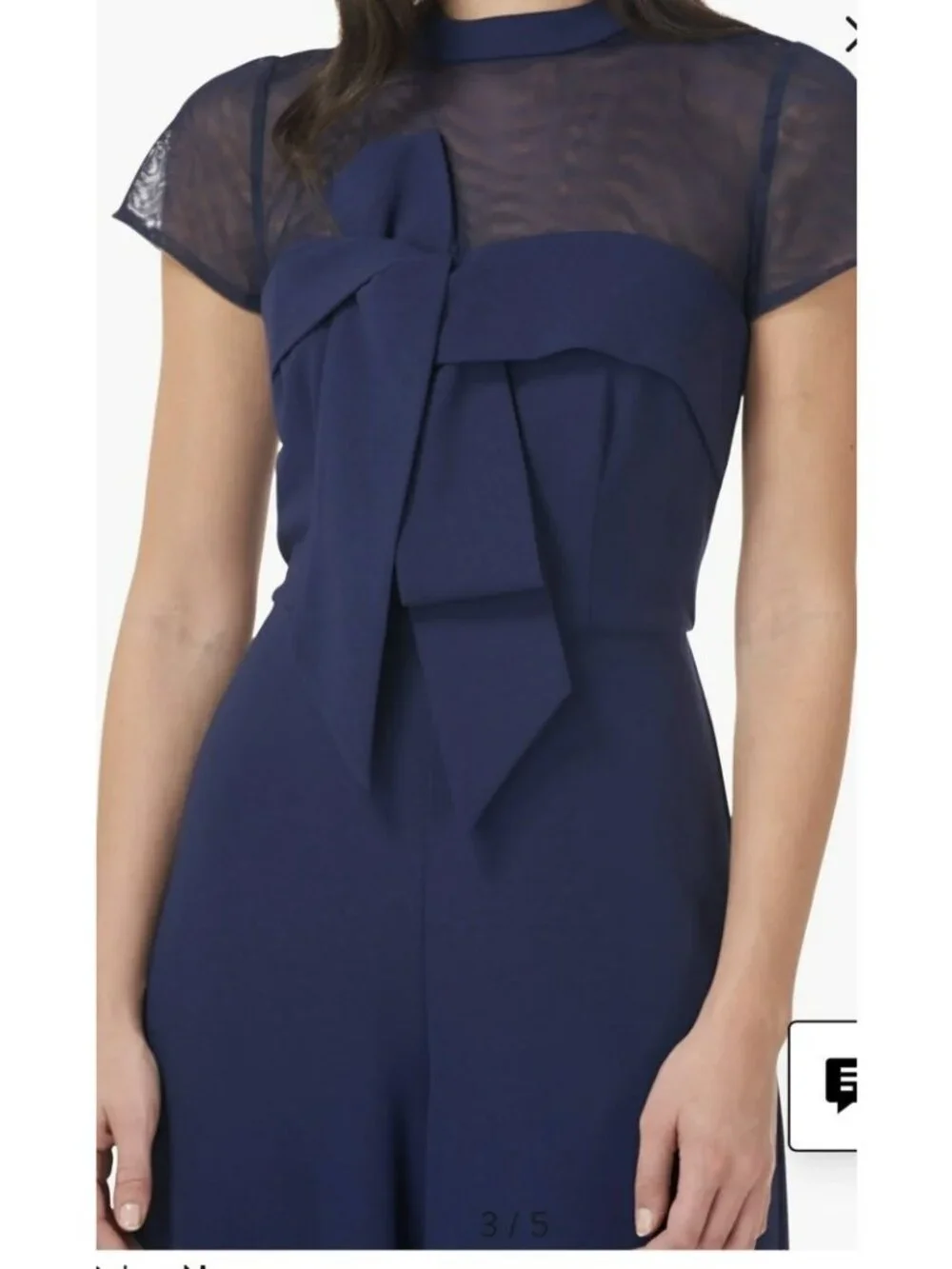 JS Collections Calista Peplum Jumpsuit Womens Size 14 Navy Wide Leg Formal NWT - Picture 3 of 16